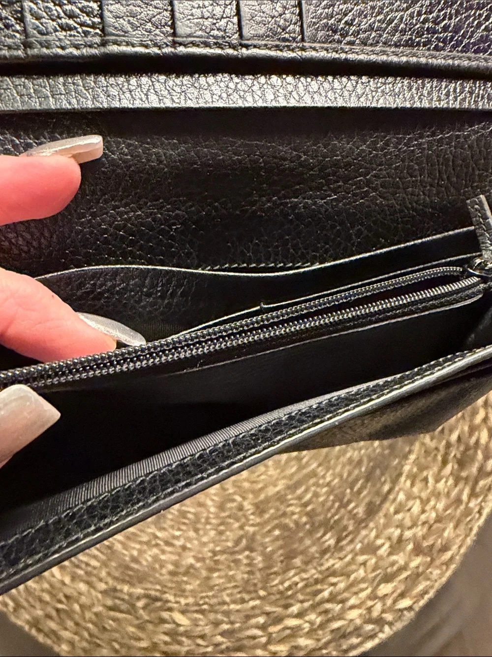 Gucci Vintage Interlocking G Black Leather Continental Full Wallet Authentic - Picture 11 of 12